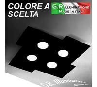 PLAFONIERA MODERNA A LED 4 LUCI CORTEN - NERO - BIANCO 50x50 cm LAMPADARIO Pluto