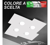 PLAFONIERA MODERNA A LED 4 LUCI CORTEN - NERO - BIANCO 50x50 cm LAMPADARIO Pluto