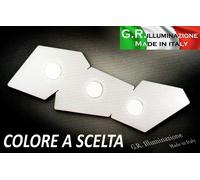 PLAFONIERA MODERNA A LED BIANCA 3 LUCI d. 80x32 cm LAMPADARIO DA SOFFITTO "Tor