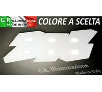PLAFONIERA MODERNA A LED BIANCA 6 LUCI d. 82x55 cm LAMPADARIO DA SOFFITTO "Tor