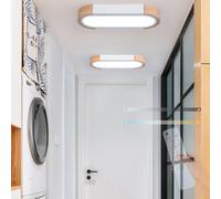 Plafoniera moderna a LED con telecomando, dimmerabile, 2700 K6500 K, design in legno, perfetta per cucina, corridoio, balcone, 35 cm, elegante lampada da soffitto bianca