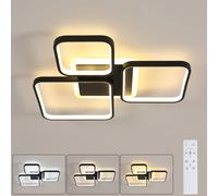 Plafoniera moderna a LED, plafoniere dimmerabili a LED quadrate nere con lampada telecomandata - 45W