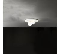 Plafoniera Ball in metallo verniciato bianco particolari ottone LED 38W 2470LM 3000K doppia emissione e diffusori sferici d.40cm