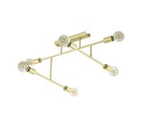 Eglo 98881 lampada da soffitto Belsiana 1, a 6 luci, illuminazione da soggiorno o camera da letto, in metallo in ottone spazzolato, presa E27