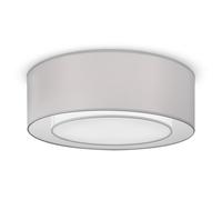 Plafoniera Moderna Bergamo In Metallo Cromo E Grigio 3 Luci Diffusore In Tessuto