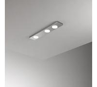 Plafoniera Moderna Bottone Metallo Alluminio Opaco 3 Luci Gx53 Ip20