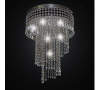 Plafoniera moderna cascata di cristallo foglia argento 6 luci BGA 2249-pl40