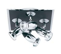 Plafoniera Moderna Cometa Acciaio Cromo Nero 4 Luci Gu10