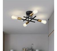 Plafoniera moderna con montaggio Semi-incasso nero e oro 4 luci Sputnik vicino alla plafoniera lampadario lampada da soffitto
