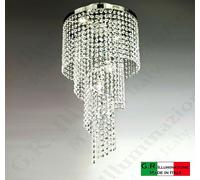 PLAFONIERA MODERNA CROMATA 4 LUCI Ø35 LAMPADARIO SOFFITTO CROMO CRISTALLO Circle [EEK: A++]