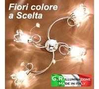 PLAFONIERA MODERNA CROMATA 4 LUCI LAMPADARIO DA SOFFITTO CROMO CRISTALLO Angie [EEK: A++]