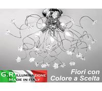 PLAFONIERA MODERNA CROMATA 5 L. LAMPADARIO CROMO CRISTALLO BAGNO Sandra Fiore [EEK: A++]