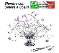 PLAFONIERA MODERNA CROMATA 5 L. LAMPADARIO CROMO CRISTALLO SALOTTO BAGNO Sandra [EEK: A++]