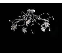 Plafoniera moderna cromata con cristalli 6 luci LGT Flower pl6