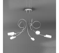 Plafoniera moderna cromato con vetri a 5 luci tpl 0598