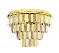 Eglo Lampada da soffitto Erseka a 7 luci, moderna, elegante, lampada da soggiorno in acciaio in ottone e cristallo trasparente, lampada da cucina, corridoio con attacco E14