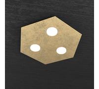 Plafoniera Moderna Esagonale Hexagon Metallo Foglia Oro 3 Luci Led 12X3W