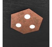 Plafoniera Moderna Esagonale Hexagon Metallo Foglia Rame 3 Luci Led 12X3W