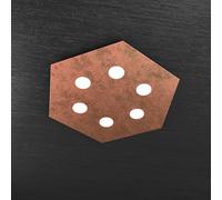 Plafoniera Moderna Esagonale Hexagon Metallo Foglia Rame 6 Luci Led 12X6W