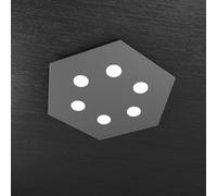 Plafoniera Moderna Esagonale Hexagon Metallo Grigio Antracite 6 Luci Led 12X6W