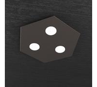 Plafoniera Moderna Esagonale Hexagon Metallo Marrone 3 Luci Led 12X3W