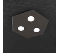 Plafoniera Moderna Esagonale Hexagon Metallo Marrone 3 Luci Led 12X3W [EEK: A++]