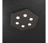 Plafoniera Moderna Esagonale Hexagon Metallo Marrone 6 Luci Led 12X6W