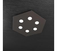 Plafoniera Moderna Esagonale Hexagon Metallo Marrone 6 Luci Led 12X6W