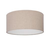 Eglo Feniglia - Lampada da soffitto a incasso, lampada rotonda per il soggiorno in lino in colori naturali e metallo nero, per soggiorno e camera da letto, attacco E27, diametro 47,5 cm