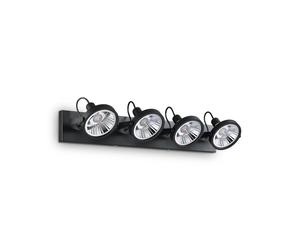 Plafoniera Moderna Glim Metallo Nero 4X10W Gu10 3000K Luce Calda