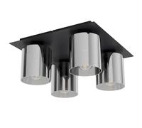 Plafoniera Moderna Gorosiba 1 Acciaio Nero 4 Luci E27