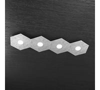 Plafoniera Moderna Hexagon Metallo Foglia Argento 4 Luci Led 12X4W