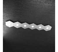 Plafoniera Moderna Hexagon Metallo Foglia Argento 6 Luci Led 12X6W