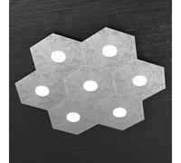 Plafoniera Moderna Hexagon Metallo Foglia Argento 7 Luci Led 12X7W [EEK: A++]