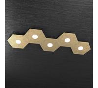Plafoniera Moderna Hexagon Metallo Foglia Oro 5 Luci Led 12X5W