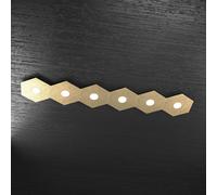 Plafoniera Moderna Hexagon Metallo Foglia Oro 6 Luci Led 12X6W