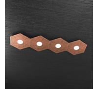 Plafoniera Moderna Hexagon Metallo Foglia Rame 4 Luci Led 12X4W