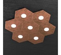 HEXAGON APPLIQUE-PLAFONIERA 7 LUCI FOGLIA RAME 1142-7L-FR