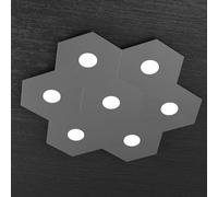 Plafoniera Moderna Hexagon Metallo Grigio Antracite 7 Luci Led 12X7W