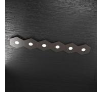 Plafoniera Moderna Hexagon Metallo Marrone 6 Luci Led 12X6W
