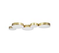 Plafoniera Moderna Illuminazione 5 Luci LED Integrate Metallo Oro