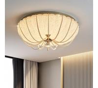 Plafoniera Moderna in Cristallo a Forma di Zucca, da 15,7 Pollici, con Paralume in Acrilico ed Eleganti Catene di Perle, 3000K-6000K
