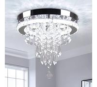 Plafoniera moderna in cristallo da 11,8 pollici, lampadario a LED piccolo, montaggio a incasso, per camera da letto, corridoio, cucina (bianco freddo)