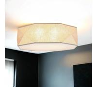 Plafoniera Moderna In Lino 52 Cm Larghezza 4X E27 Antiriflesso Per Soggiorno