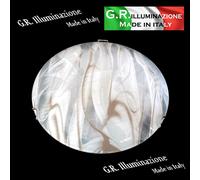 PLAFONIERA MODERNA IN VETRO 1 L. BIANCO TORTORA Ø30 LAMPADARIO DA SOFFITTO Layla