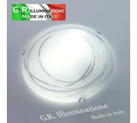 PLAFONIERA MODERNA IN VETRO BIANCO 2 LUCI Ø 50 cm LAMPADARIO DA SOFFITTO Genko