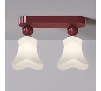 Plafoniera moderna in vetro bianco Lampada da soffitto nordica a semi-incasso 2 Chaner a forma di fiore della metà del secolo Ingresso francese elegante per corridoio vicino all'illuminazione