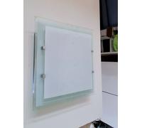 Plafoniera moderna in vetro da Soffitto Applique Quadrata Bianco Acciaio 3 LUCI