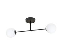 Plafoniera Moderna Morrigan 2 Luci In Acciao Nero E Sfere In Vetro Bianco