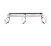 Plafoniera moderna orientabile con striscia LED spot cromata, 3 lampadine, 3x LED 5W 350Lm bianco caldo, L 60 cm